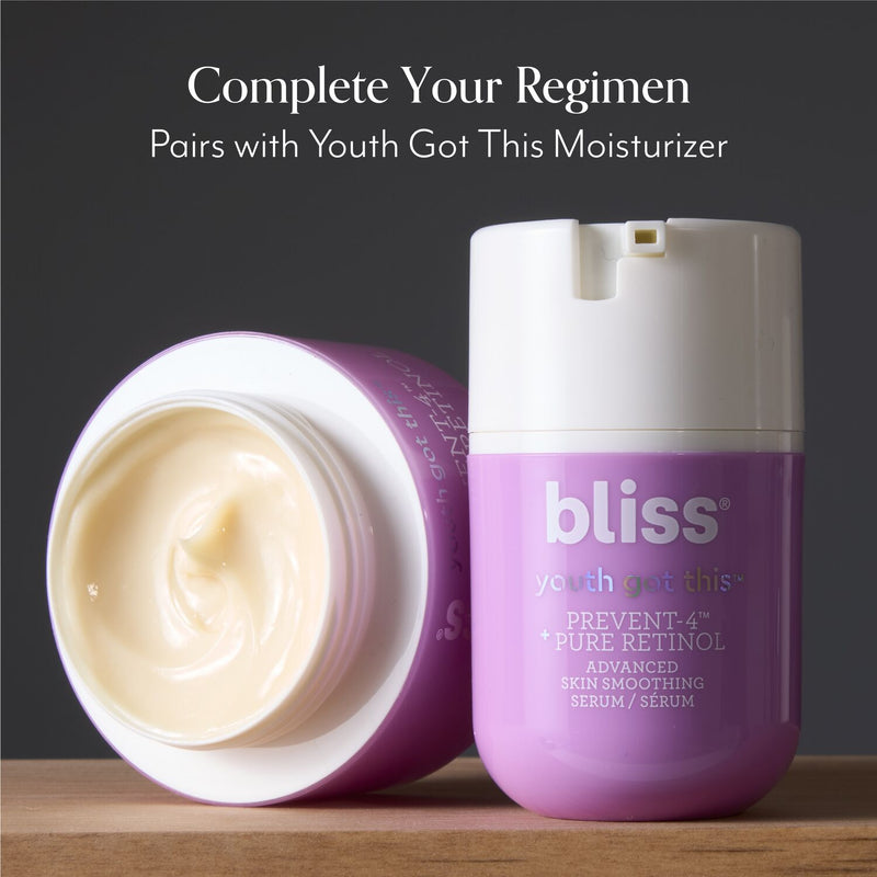 Bliss x LG Youth Got This Skin-Smoothing Retinol Serum pairs great with Bliss Youth Got This Moisturizer 