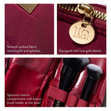 Quilted Makeup Bag with Brush Case, Burgundy